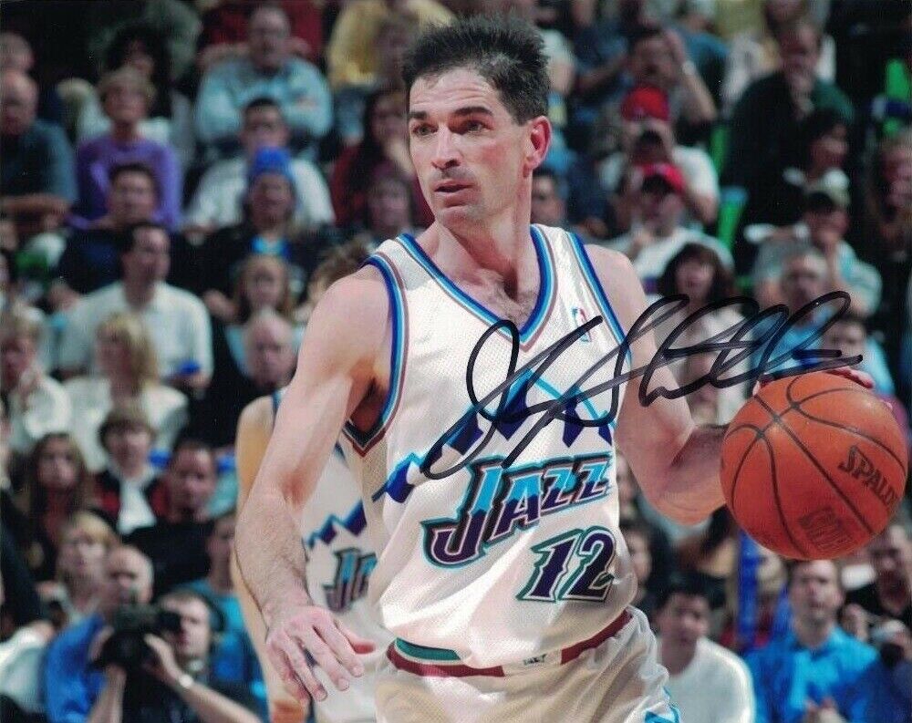 John Stockton Autographed Signed 8x10 Photo Poster painting ( HOF Jazz ) REPRINT