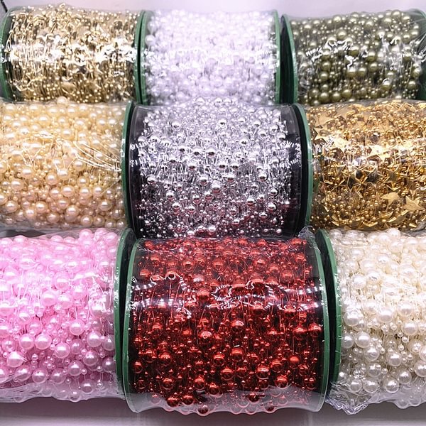 5 Yards Fishing Line Artificial Pearls Flower Beads Chain Garland Flowers Wedding Christmas Party Decoration Diy Accessories