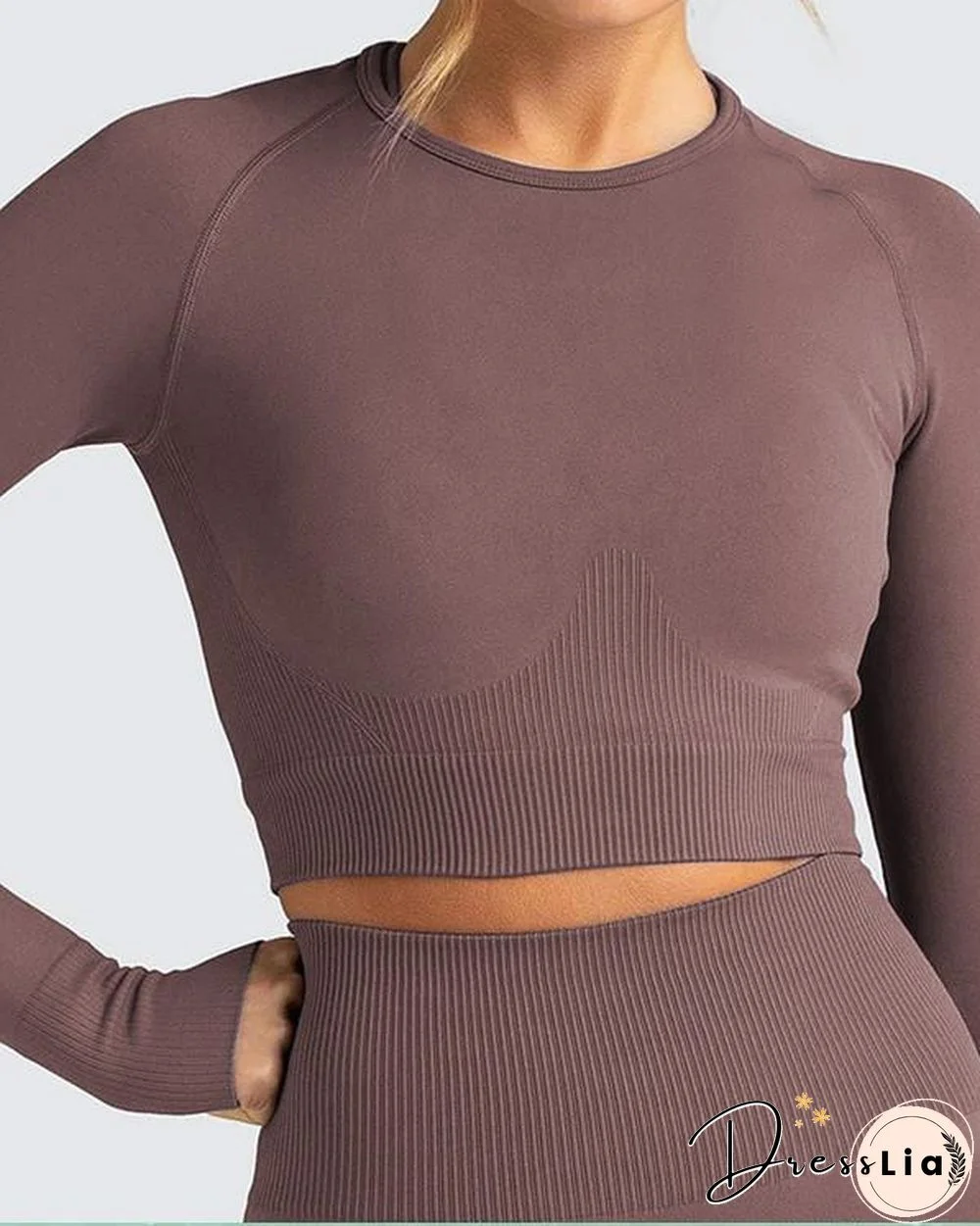 Long Sleeve Seamless Suit Sports Yoga Set 2 Piece