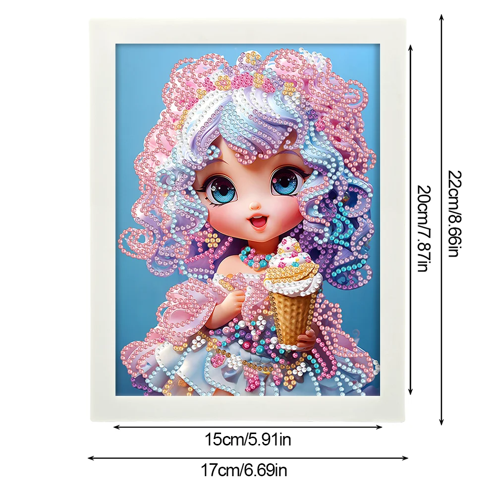 Diamond Painting - Partial Crystal Rhinestone Drill - Cartoon Girl(Canvas|15*20cm)【with Plastic Frame】