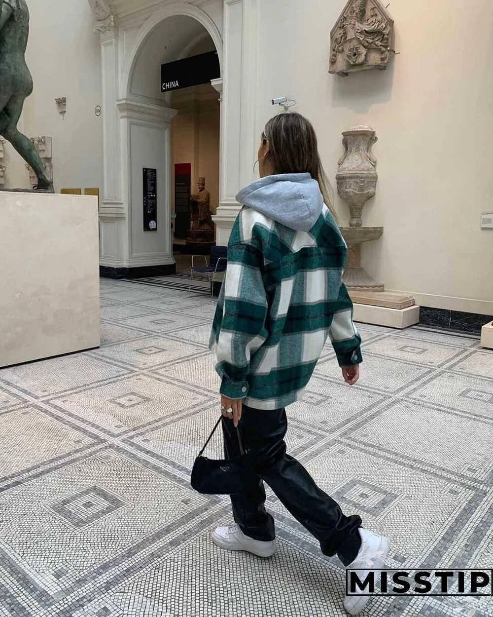 Classic Thick Colorblock Checked Button Down Shirt Jacket Woolen