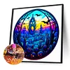 Diamond Painting -5D Full Round Drill Glass Halloween Cemetery(50*50 CM)