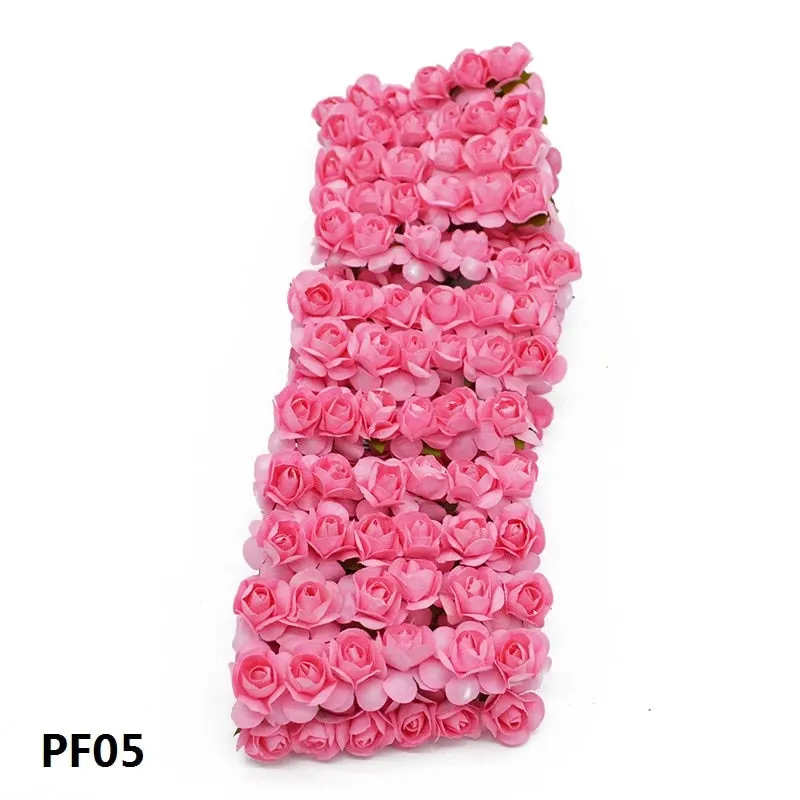 72Pcs/lot 2CM Multicolor Paper Artificial Flowers Mini Rose Flower Head Wedding Bouquet Scrapbooking Party Home Decoration