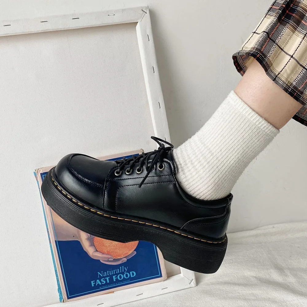 Yyvonne Black brown Shoes for Women Lace Up Women Casual Shoes Low Ladies Comfortable Leather Shoes Zapatillas Mujer cotton boot