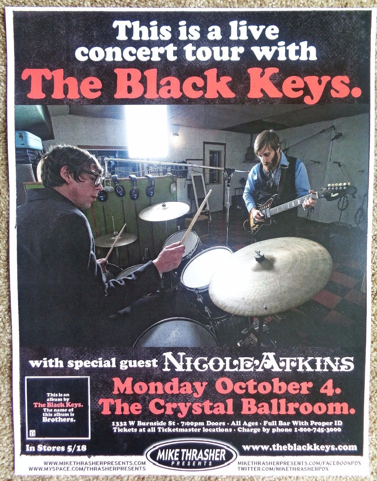 BLACK KEYS 2010 Gig POSTER Portland Oregon Concert