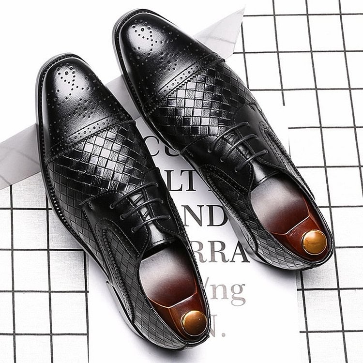 Oxford Shoes Fashion Brogue Men Leather Formal Dress Shoes Man Comfortable Office Party Footwear Size 46