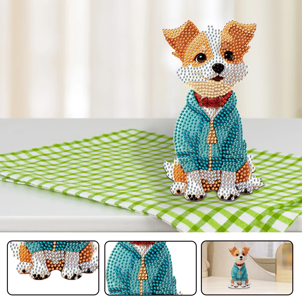 DIY Dog Acrylic Special Shape Diamond Painting Desktop Ornaments for Home Decor(Can Shake Head)