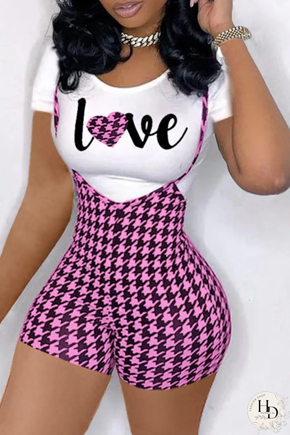 White Sexy Print Patchwork O Neck Plus Size Two Pieces