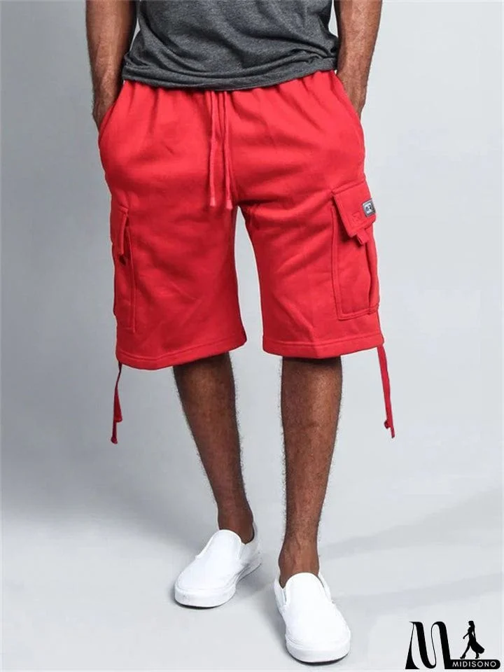 MidiSono - Men's Plus Size Relaxed Cargo Shorts with Pockets