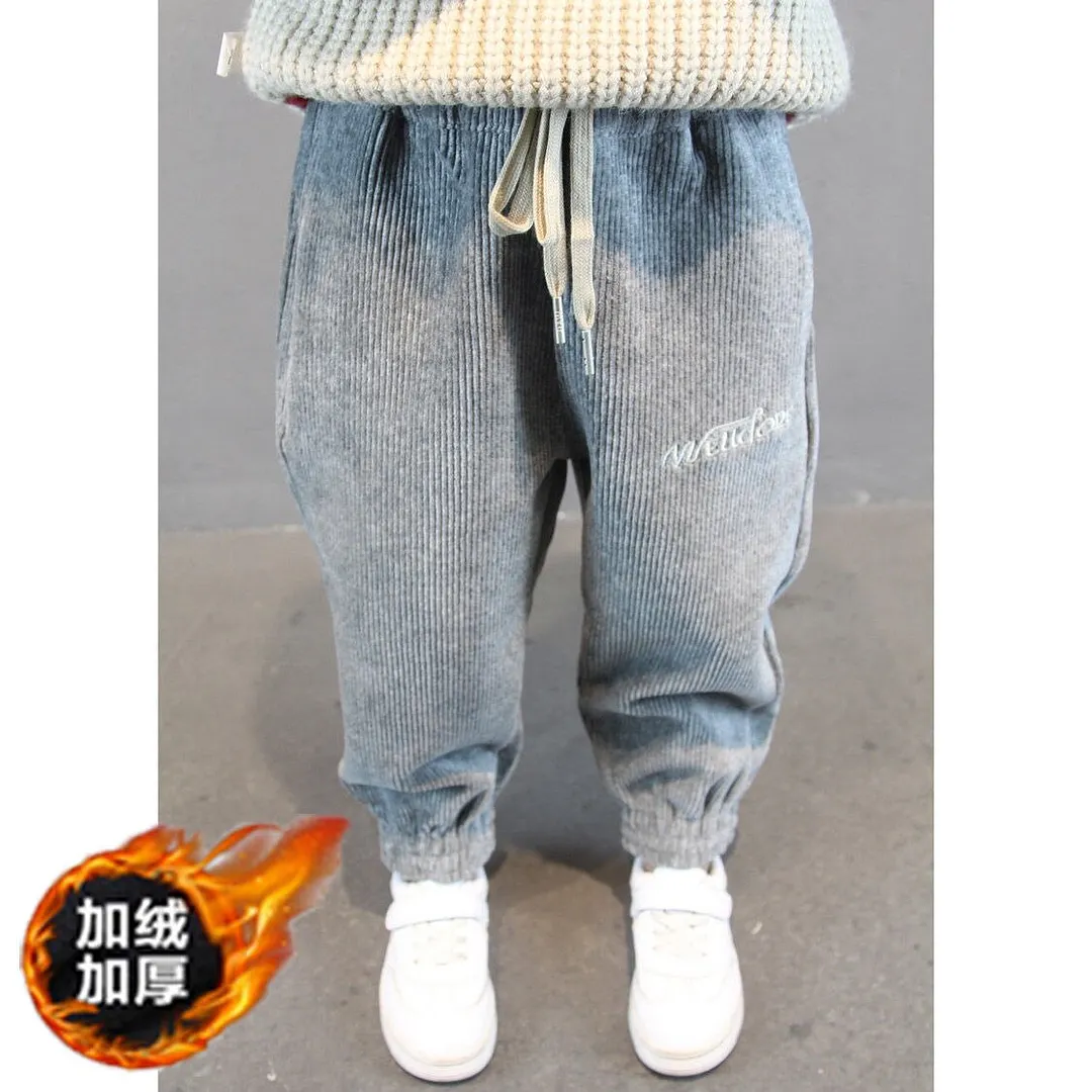 Baby boys winter pants Corduroy fabric autumn and winter 2-9 years old kid's thick cashmere Unisex outdoor trousers girls pants