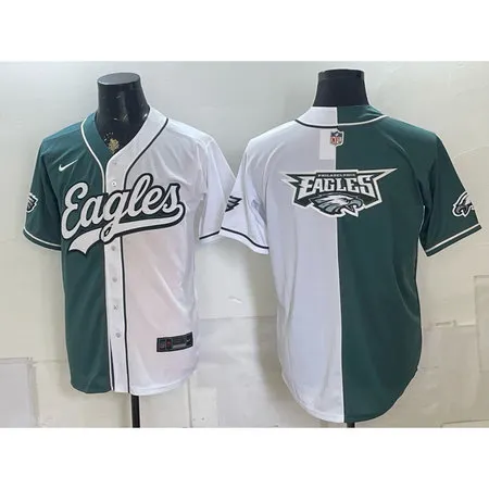 Men's Philadelphia Eagles Green Split Cool Base Stitched Baseball Jersey EG1P