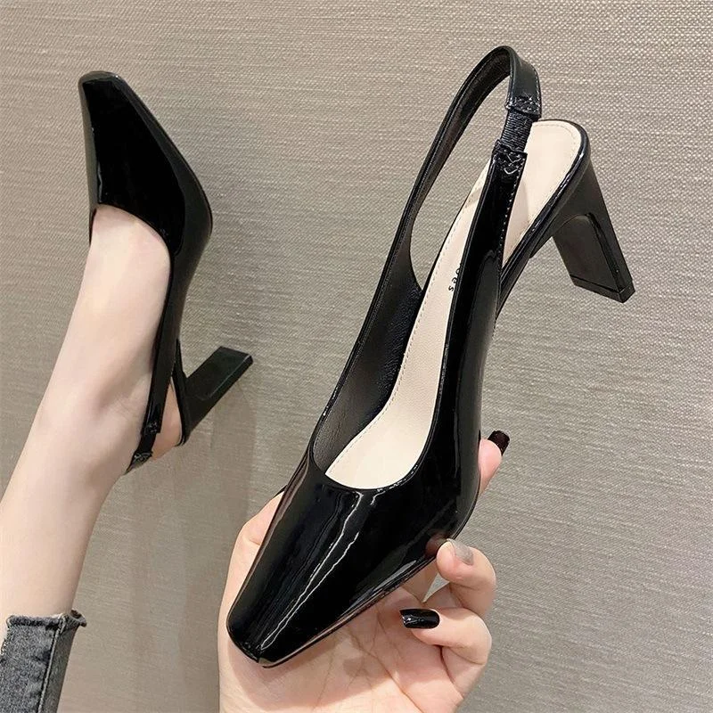 Fashion Square Head Thick Heel High Heels