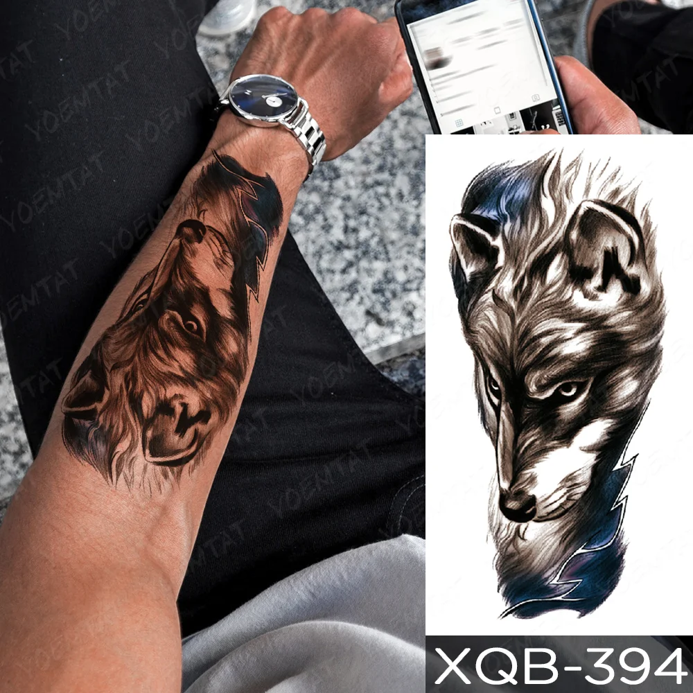 Sdrawing Sdrawing Temporary Sleeve Arm tattoo Sticker Lion Clock Tiger Gear Skeleton Rose tattoos Body Art Fake tatoo Men Women Black