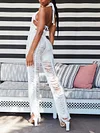 Mesh See-Through Skinny Leg Jumpsuits