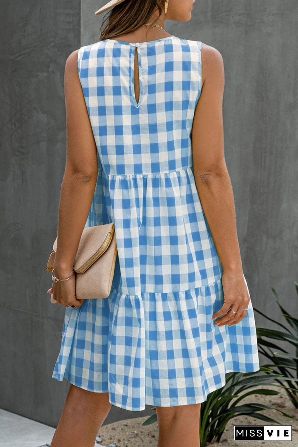 Fashion Street Plaid O Neck Princess Midi Dresses(3 Colors)