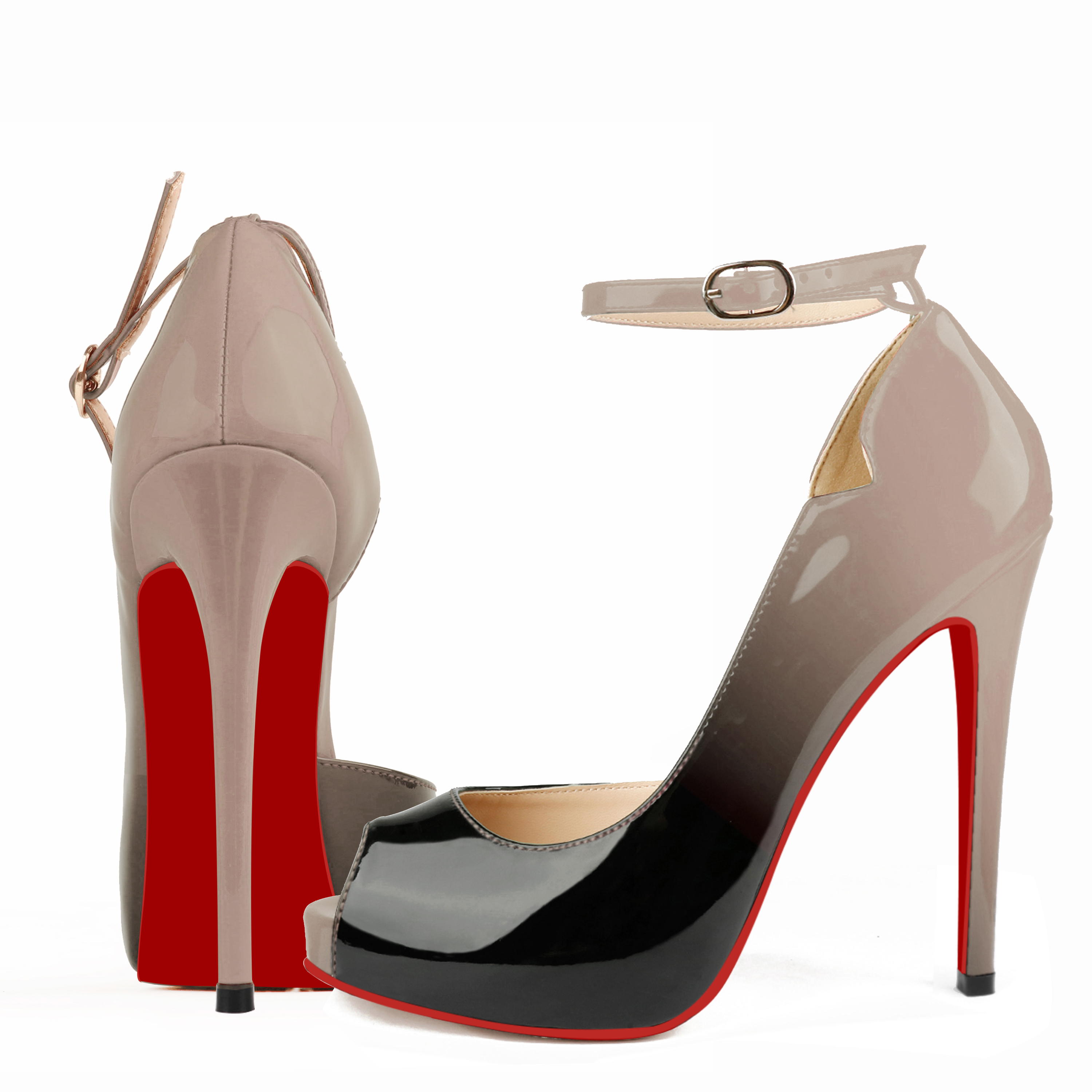 120mm Red Bottom Strap Platform Stilettos Pumps Patent-MERUMOTE