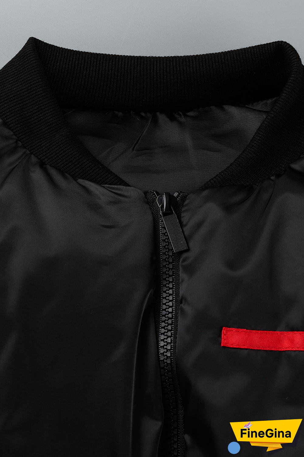 Black Street Solid Patchwork Mandarin Collar Outerwear