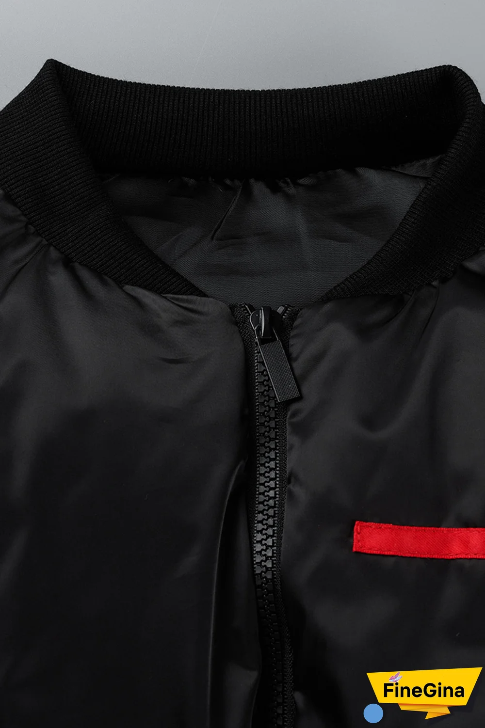 Black Street Solid Patchwork Mandarin Collar Outerwear