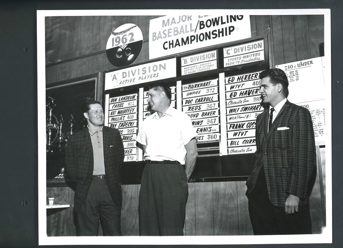 Don Landrum Ken Burkhart Ed Herbert 1962 Wire Photo Poster painting Bowling Championship