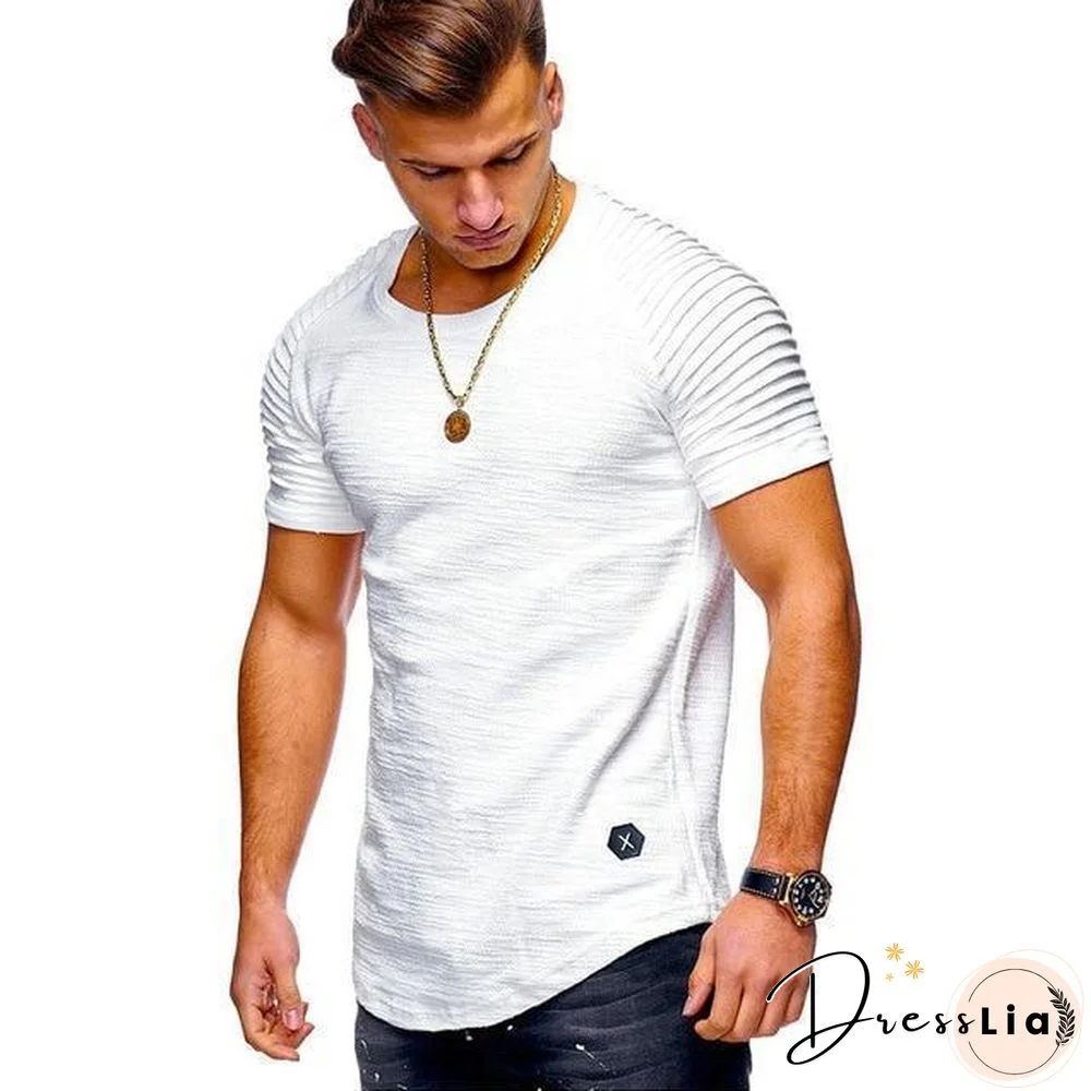 Summer Short Sleeve Men T Shirt Cotton Blended Solid Mens T-shirt