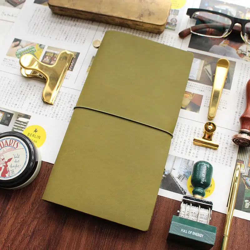 Fromthenon Travelers Notebook Olive Green Leather Planner 2024 Cowhide Note for Midori Diary Traveler Personal Journal