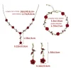 Ensemble de bijoux &eacute;l&eacute;gant avec collier et boucles d'oreilles en forme de fleur de rose