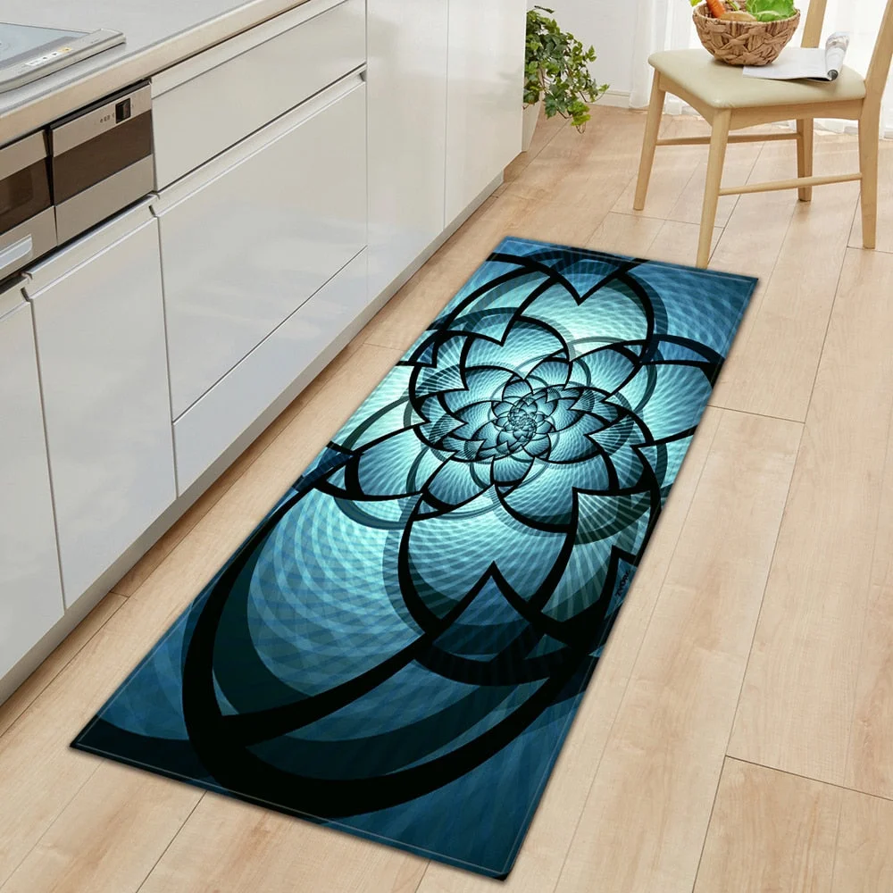 Nordic Entrance Doormat Kitchen Mat Home Bedroom Hallway Floor Rug 3D Pattern Decoration Flannel Carpet Bathroom Non-slip Mat