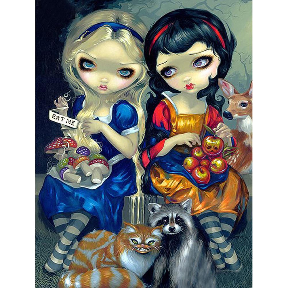 

40x30cm Round Drill Diamond Painting - Little Girls, 501 Original