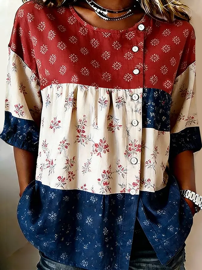 Women's Casual 250th Anniversary Floral Print Shirt 