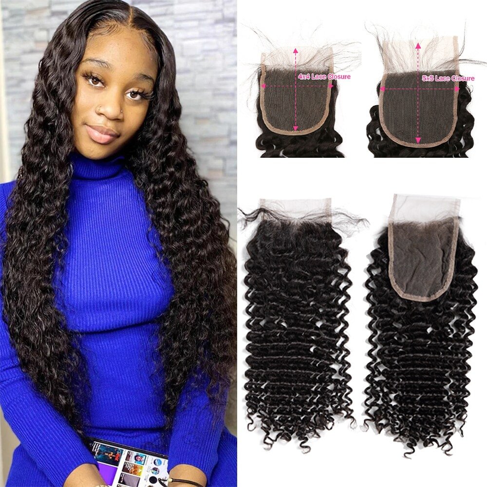 Melodie Brazilian Remy Deep Wave Silk Base Closure 100% Human Hair Closure 5x5 4x4 Siwss Lace For Black Women US Mall Lifes