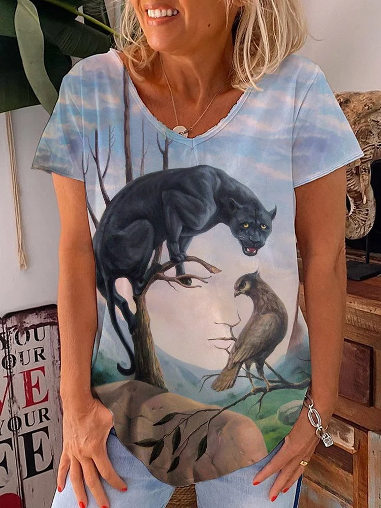 Bestdealfriday Short Sleeve Casual Animals PrinT-Shirt
