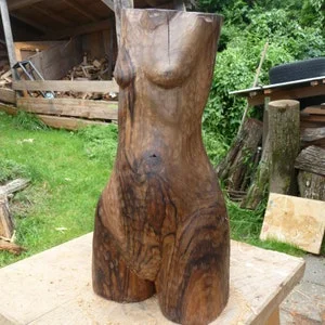 Pornhint Sculpture, wooden sculpture nude, art, wooden nude female torso, carved female nude, torso NSFW