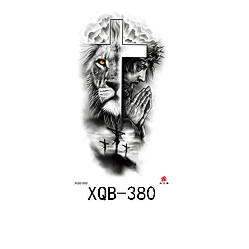 Small Full Arm Waterproof Tattoo Sticker Half Arm Arm Fierce Animal Arm Lasting European and American Tattoo Sticker