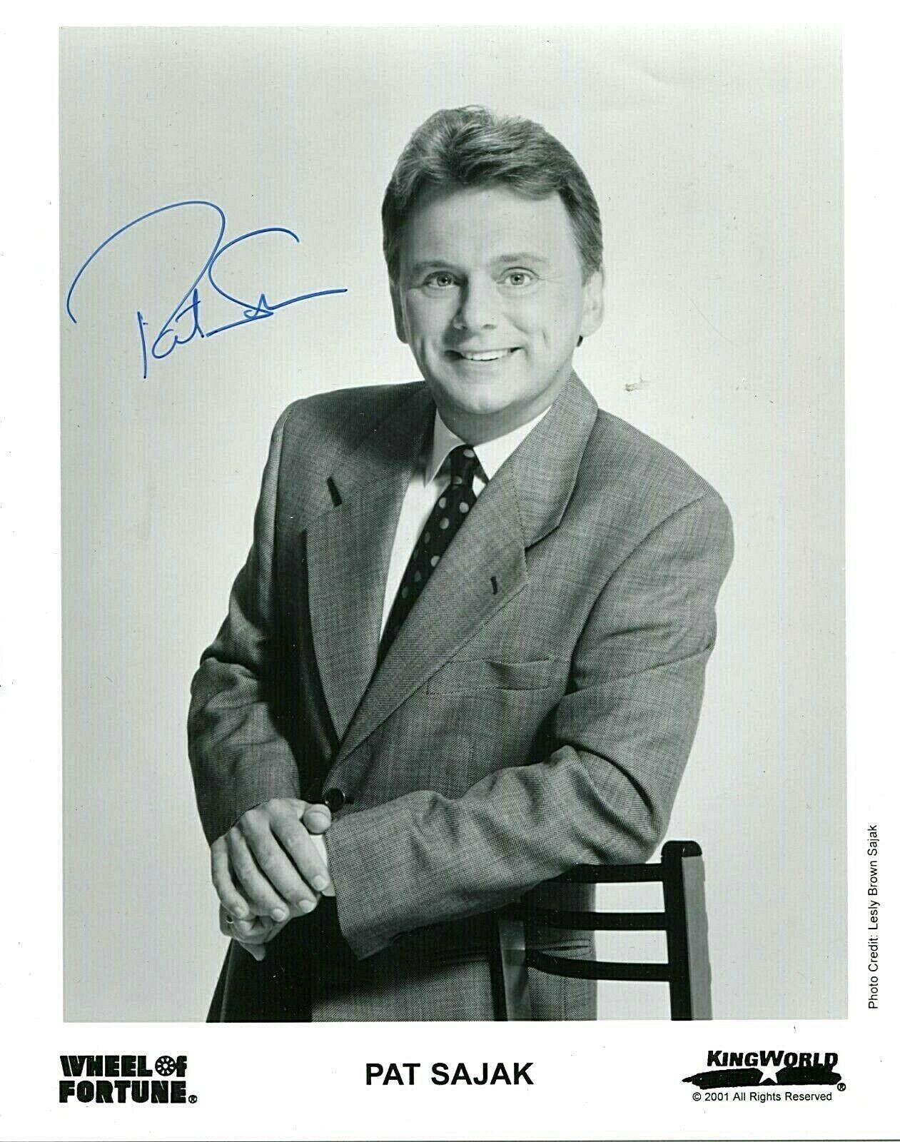 PAT SAJAK & VANNA WHITE Autographed 8X10 B&W Photo Poster paintings TV Wheel of Fortune PC 2559