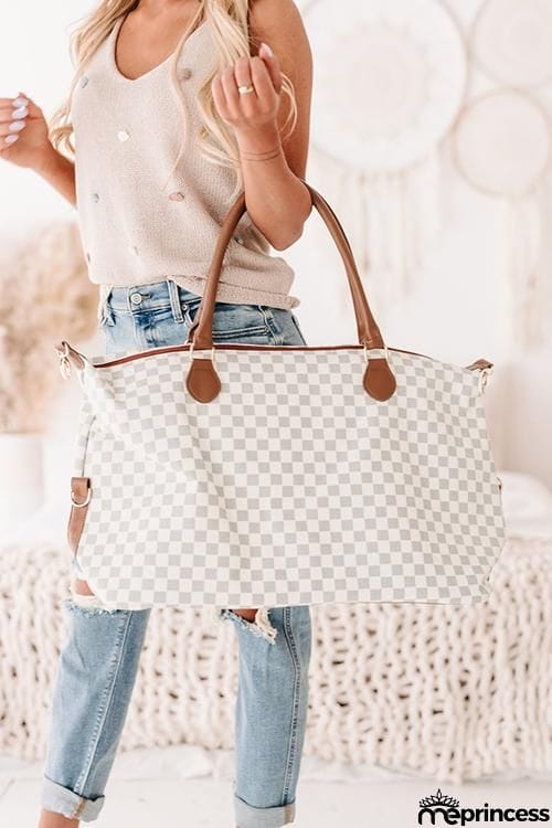 Weekender Jacquard Check Large Duffel Bag