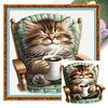 Cat Drinking Coffee-11CT Stamped Cross Stitch 40*40cm/15.75*15.75in