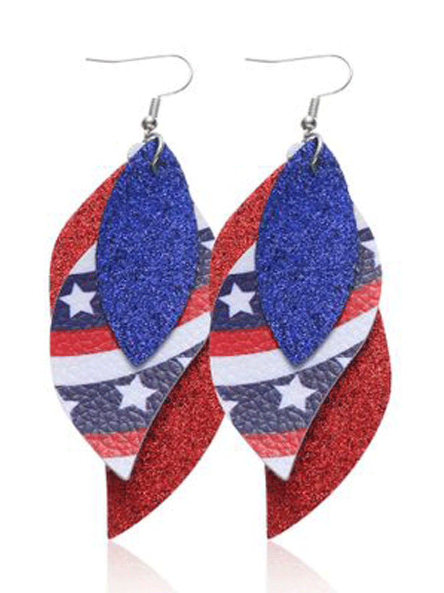 PU Leather Leaf-Shaped Flag Earrings