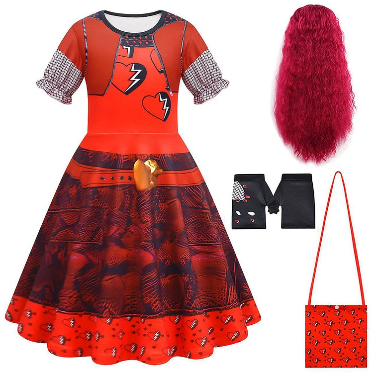 Kids Children Descendants: The Rise Of Red (2024) Red Dress Set Outfits Cosplay Costume Halloween Carnival Suit