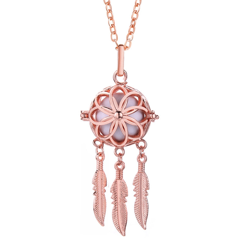 Mexican Bell Feather Tassel Necklace Music Ball Women Aromatherapy Essential Oil Diffuser Exquisite Ornament