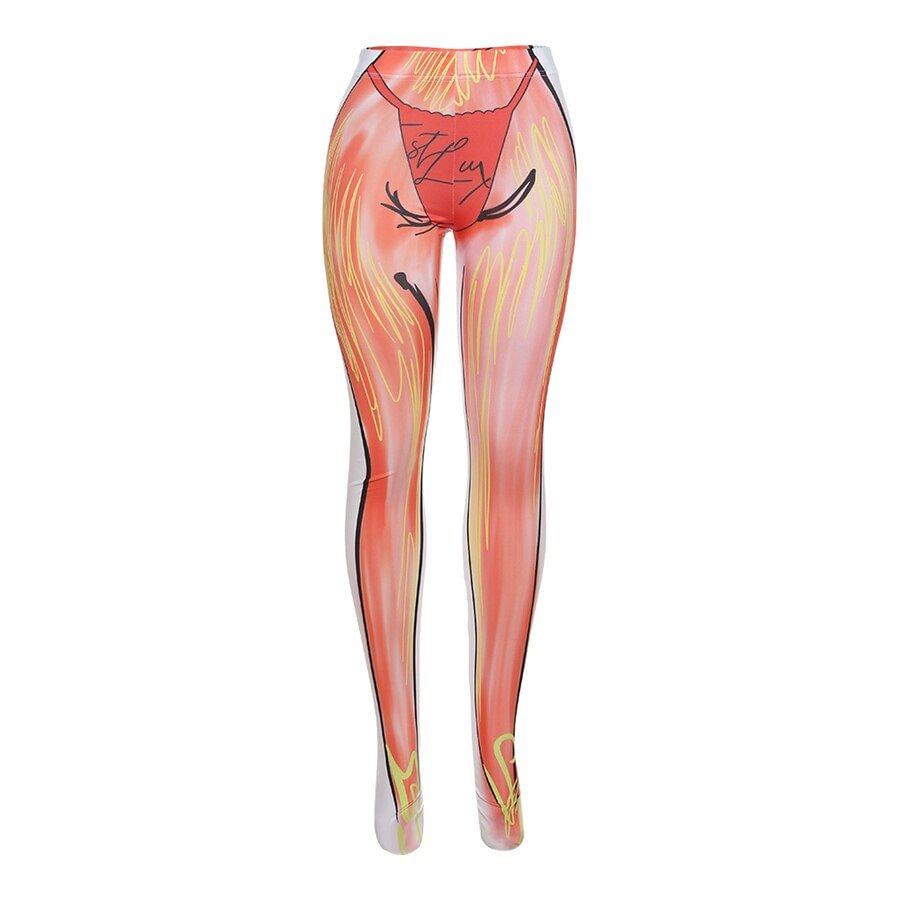Weird Puss Sexy Aesthetic Print Foot Pants Women Skinny Stretchy Slim Sporty Leggings 2022 Fashion Street Party Clubwear Bottoms