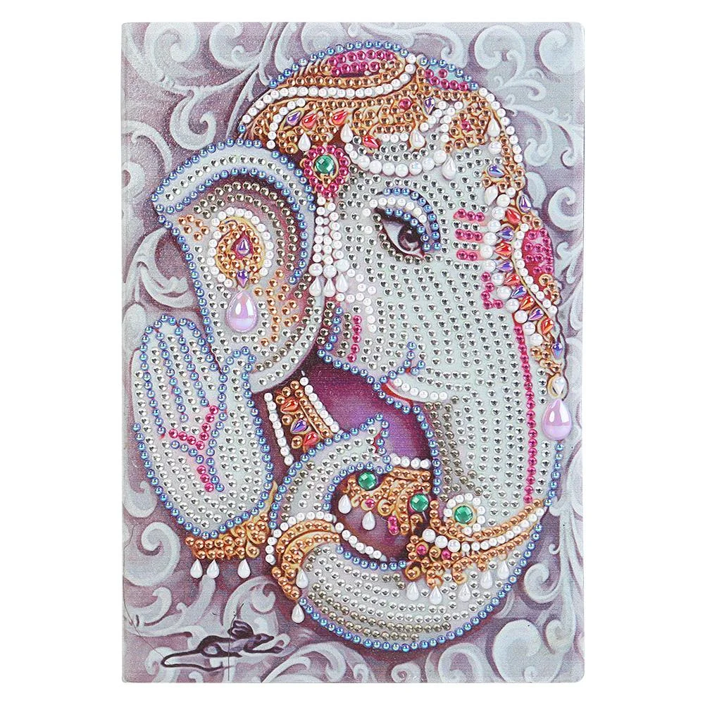 DIY Elephant Special Shaped Diamond Painting 50 Page A5 Notebook Sketchbook【No Strip】