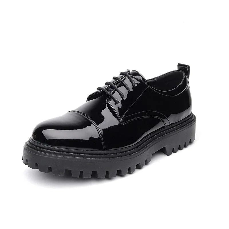 New Platform Men Casual Leather Shoes Designer Fashion Thick Sole Martin Shoes Classic High Quality Black Business Shoes for Men