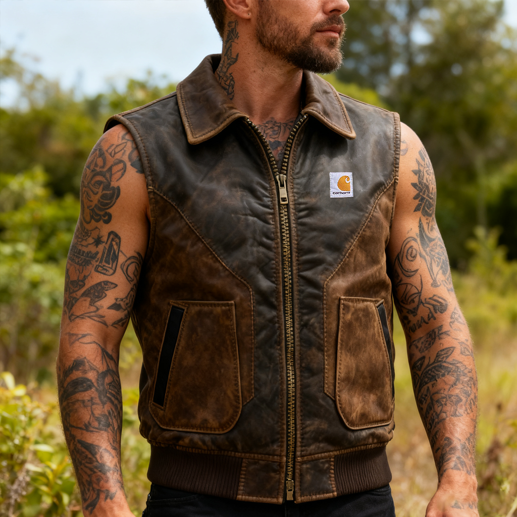 Stylish Leather Vest For Men - Perfect For Casual And Outdoor Adventures