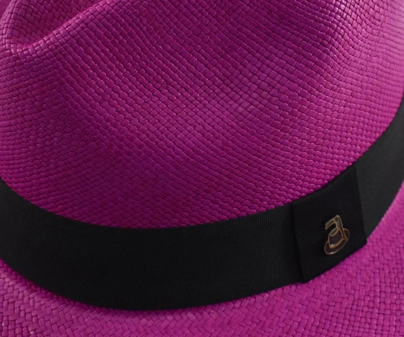 【Clearance sale】Fuchsia Classic Fedora | Genuine Panama Hat | Toquilla Straw | Handwoven in Ecuador - EA - HatBox Included
