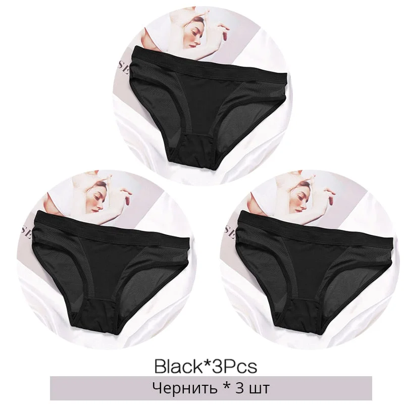 FINETOO Women Low Waist Panties Transparent Mesh Underpants M-2XL Ladies Briefs Female Underwear Fashion Girl Panty Lingerie New