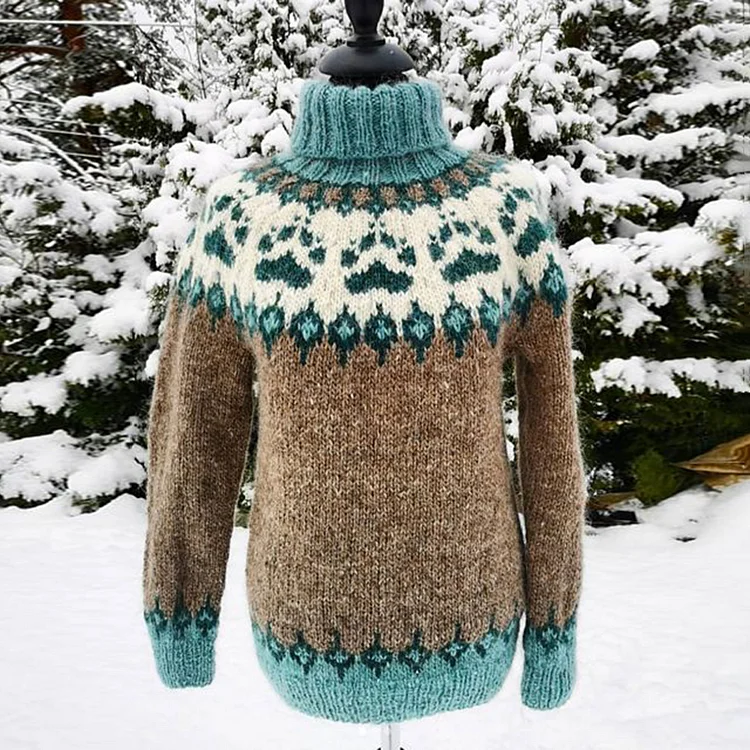 Vefave Fairman Island Vintage Jacquard Turtleneck Sweater
