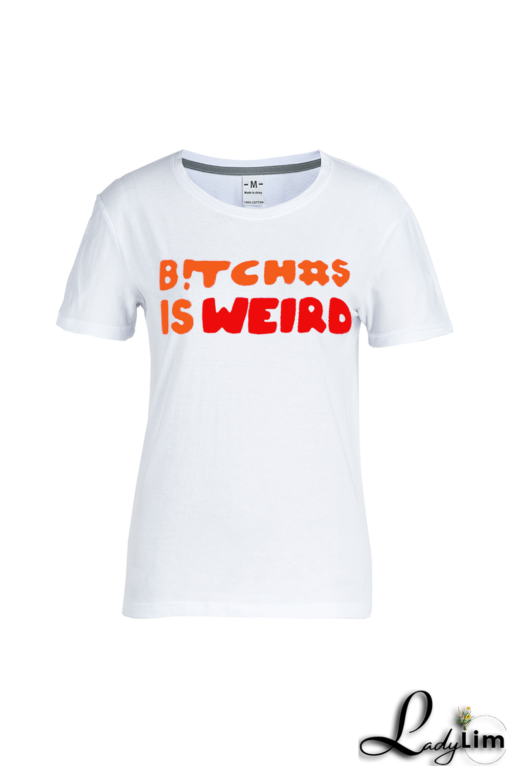 White Street Vintage Print Patchwork Letter O Neck T-Shirts