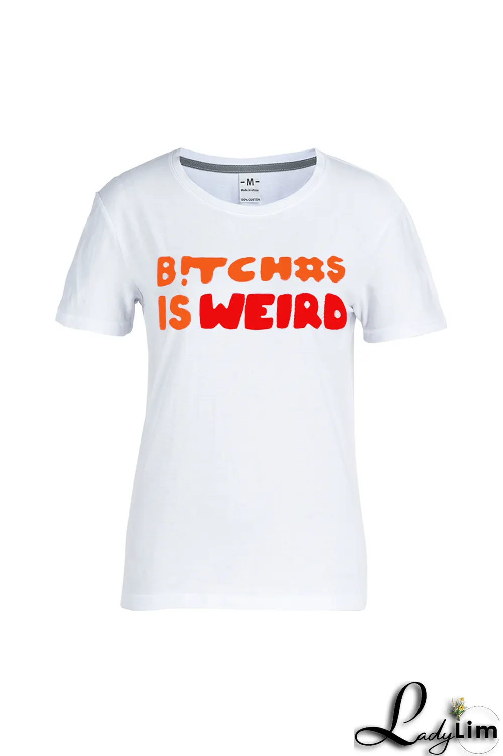 White Street Vintage Print Patchwork Letter O Neck T-Shirts