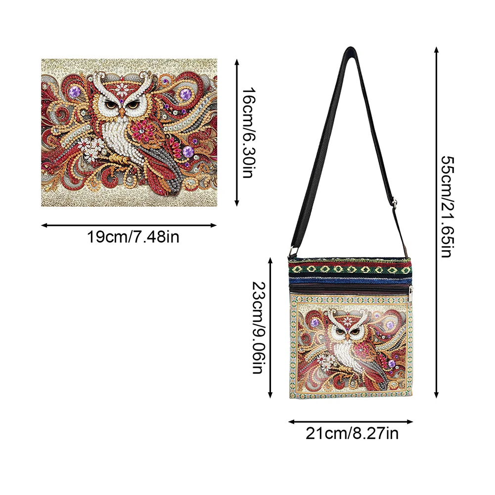 5D DIY Owl Diamond Art Purses Canvas Diamond Painting Shoulder Bag