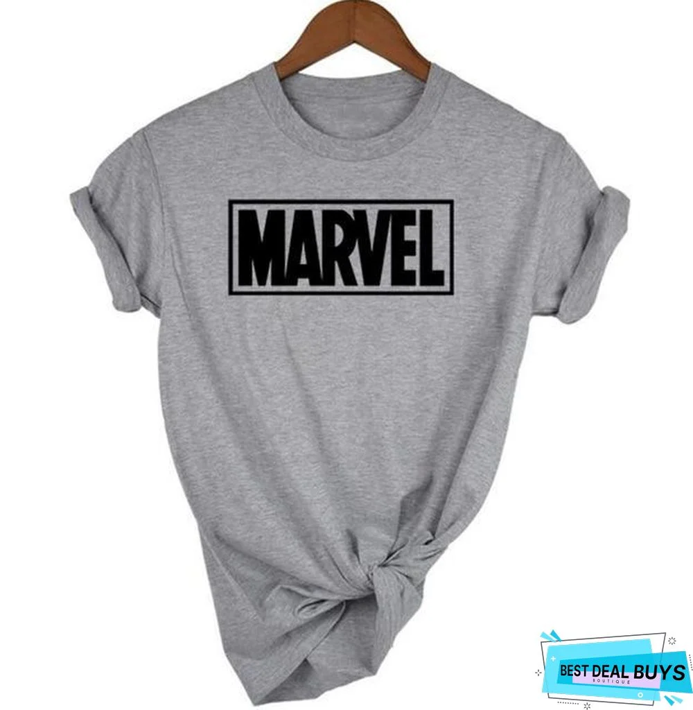 Women Short Sleeve T-shirt O-neck Cotton Super Hero Tops Tee